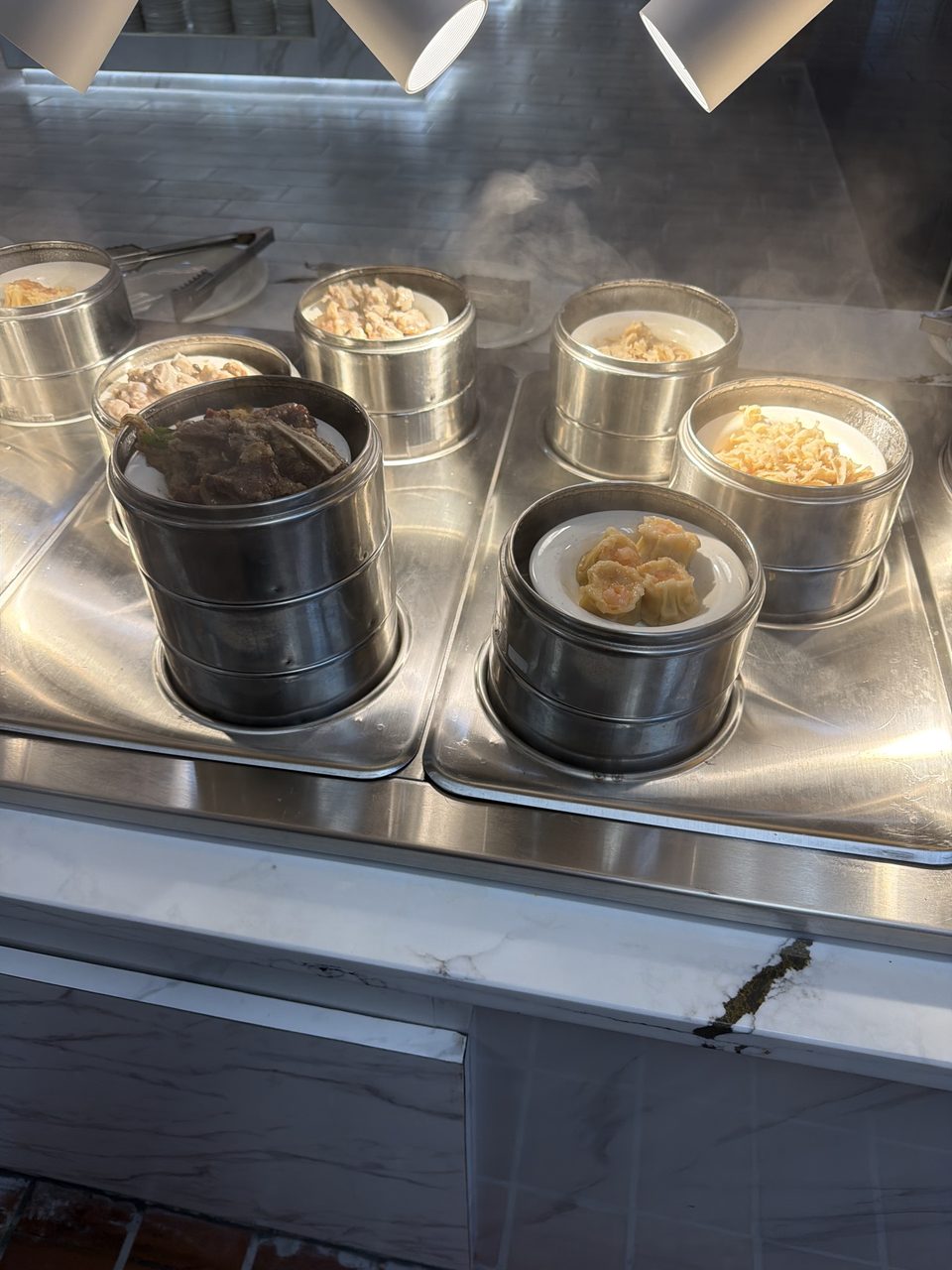 Dim sum steamers close-up